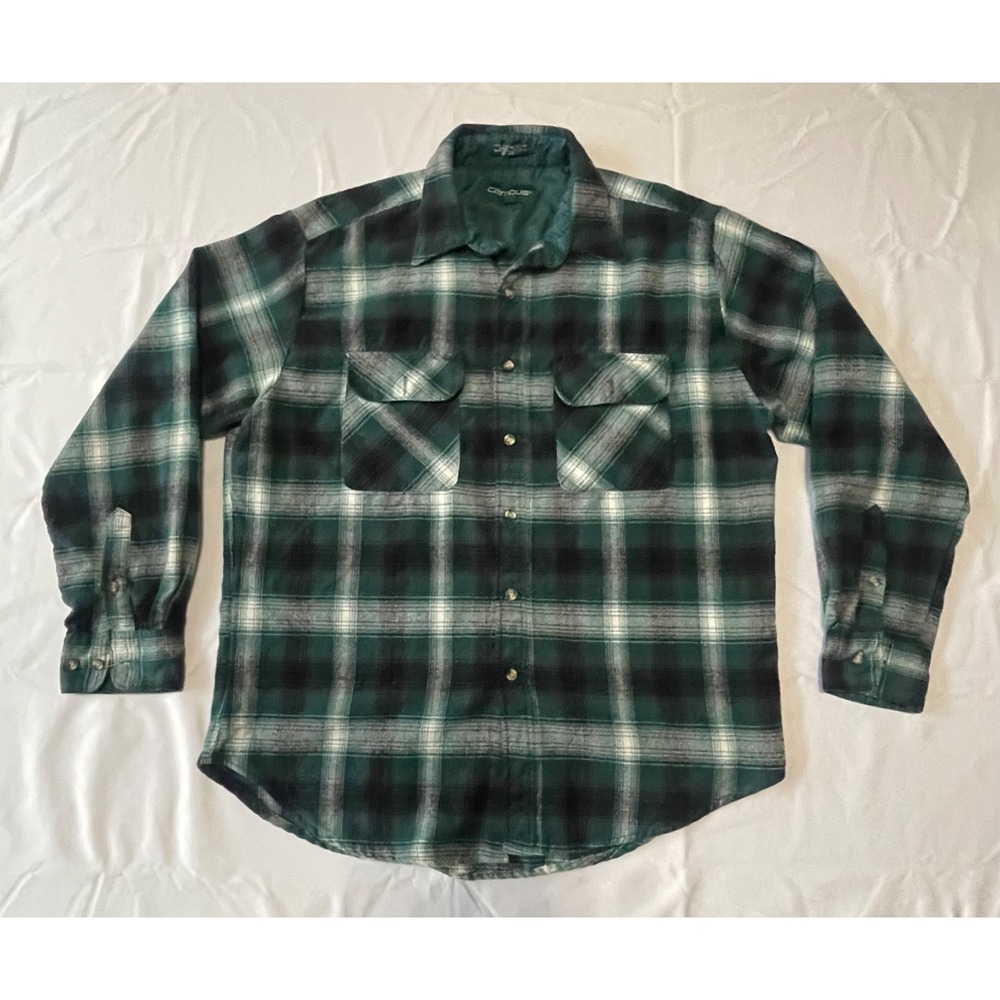 Vintage 80s 90s Campus Flannel Shirt Heavyweight Yarn Dyed Outdoor Mens 2XL‎ Big